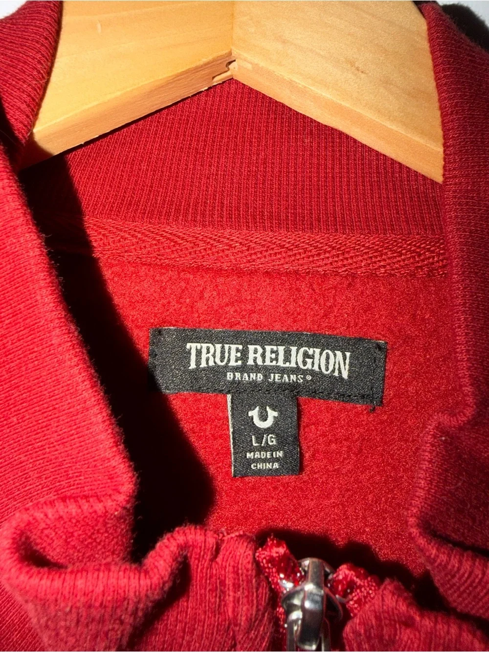 True Religion Red Zip-Up Track Jacket with Black Trim